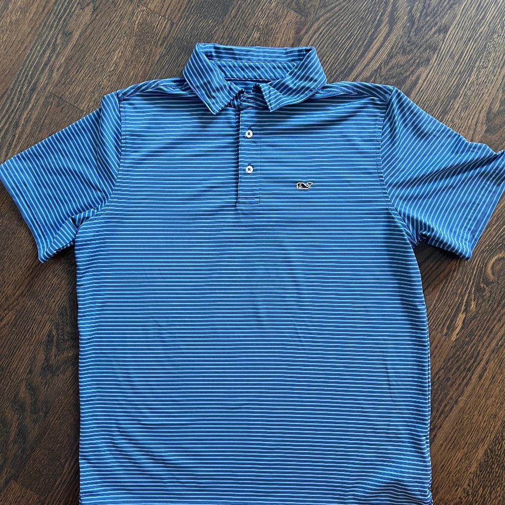 Vineyard Vines Sankaty Polo Blue Stripe BOYS Size XL